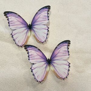 NWOT Etsy Handmade Silk Butterfly Hair Clips Set Of 2 Multicolor Size 2"